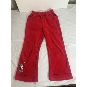 Vintage Disney Store Minnie Mouse Velour Sweatpants Red Embroidered Girls 4T-5T